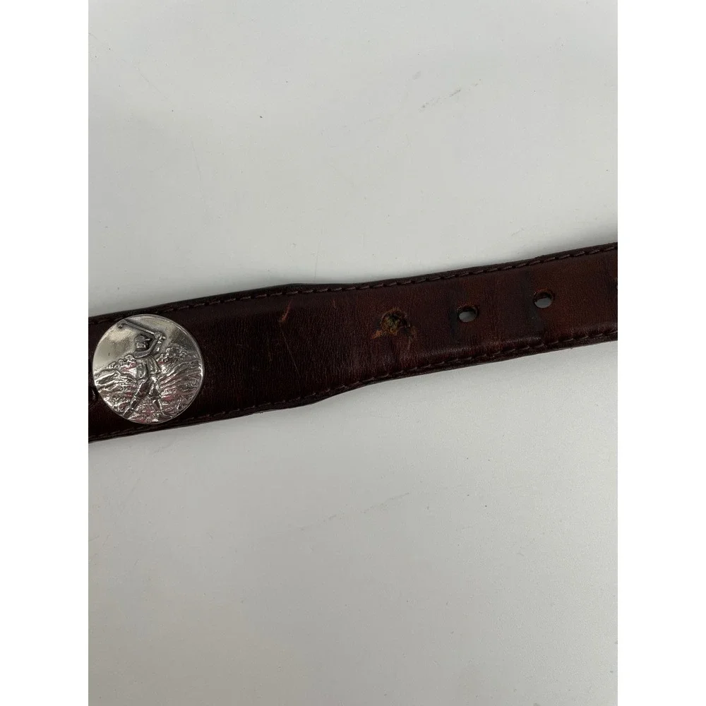 Brighton Onyx Golf Belt Mens 40 Brown Leather Braided Player Concho Vintage 1998